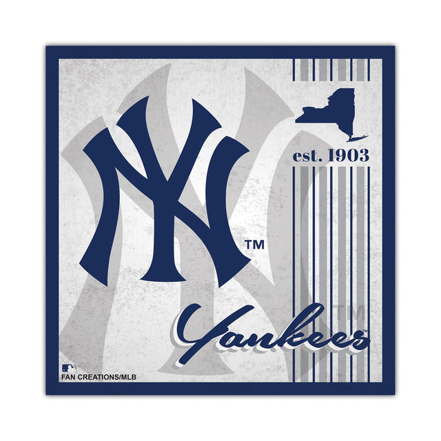 Cartel de madera de los Yankees de Nueva York de 10 x 10 pulgadas con diseño de álbum