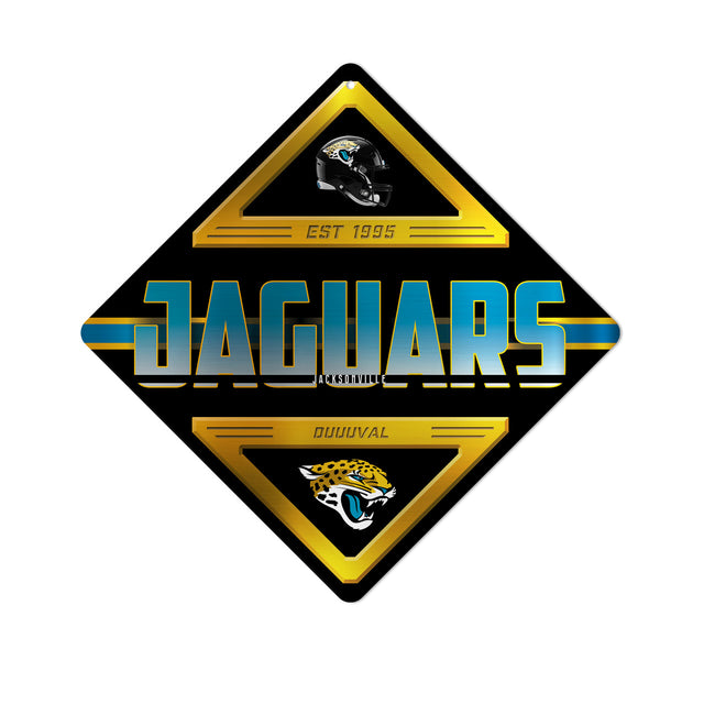 Letrero de metal con forma de diamante de los Jacksonville Jaguars
