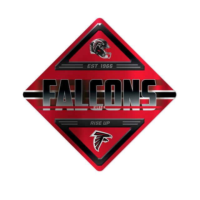 Letrero de metal con forma de diamante de los Atlanta Falcons