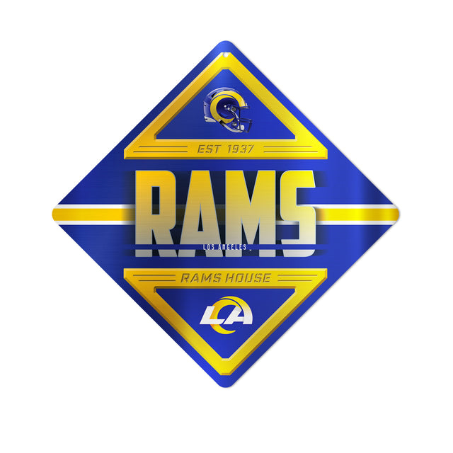 Letrero de metal con forma de diamante de Los Angeles Rams