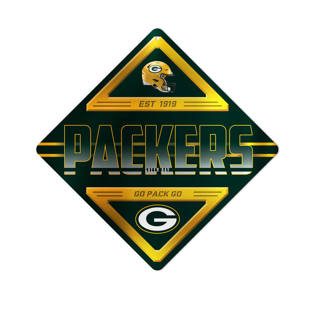 Letrero de metal con forma de diamante de los Green Bay Packers