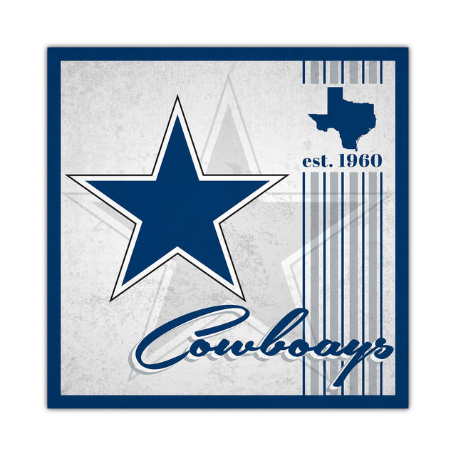 Letrero de madera de los Dallas Cowboys de 10 x 10 pulgadas con diseño de álbum
