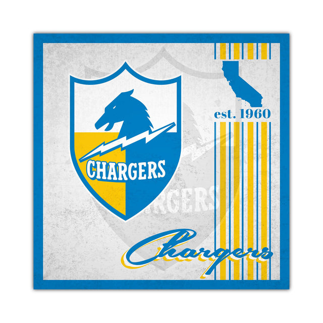 Letrero de madera de 10 x 10 de Los Angeles Chargers con diseño de álbum