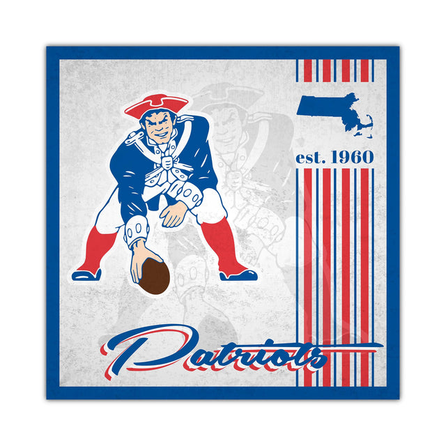 Letrero de madera de los New England Patriots de 10 x 10 pulgadas con diseño de álbum
