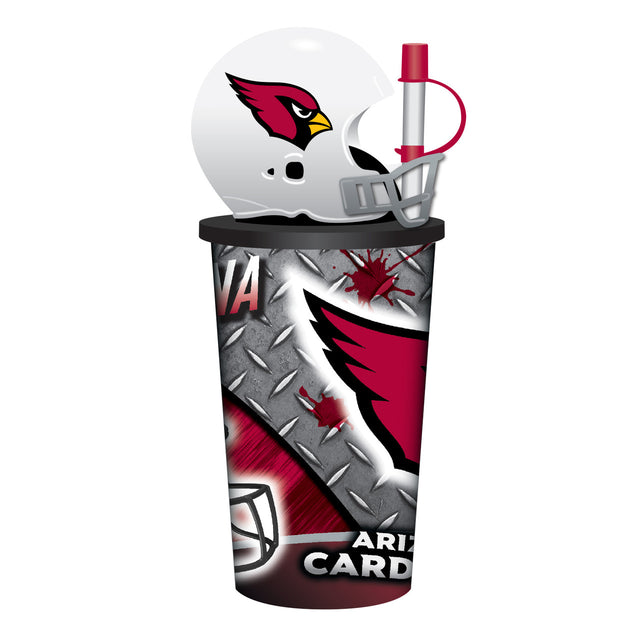 Vaso de plástico con pajita de 32 oz con forma de casco de los Arizona Cardinals