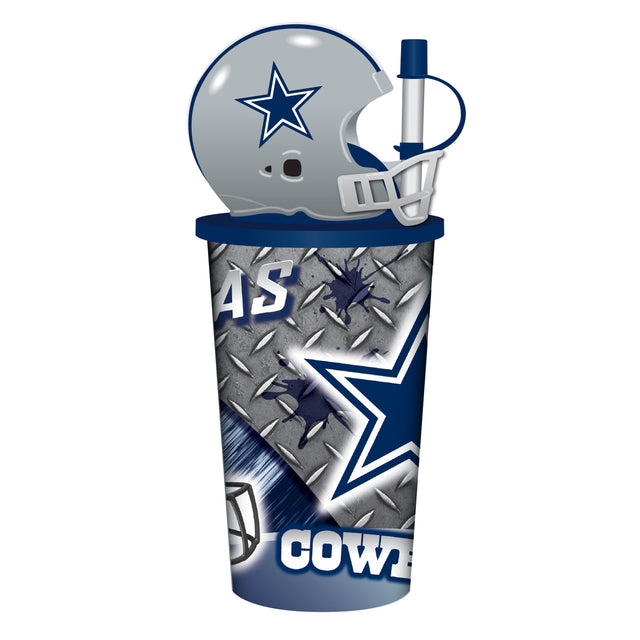 Vaso de plástico con pajita de 32 oz con forma de casco de los Dallas Cowboys