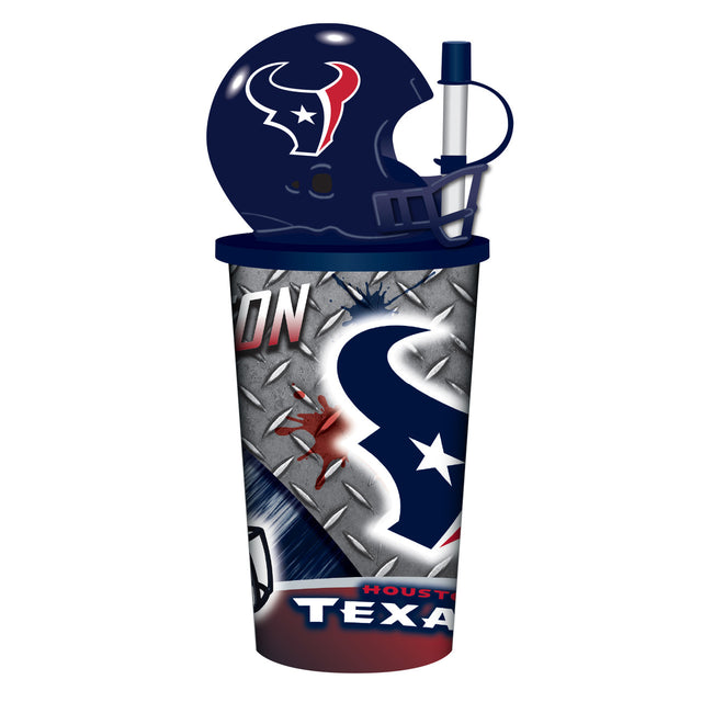 Vaso de plástico con pajita de 32 oz con forma de casco de los Houston Texans