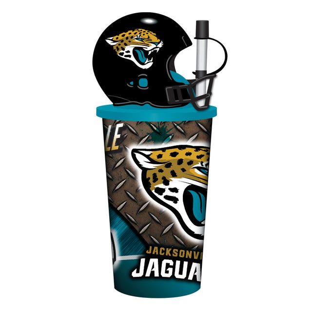 Vaso de plástico con pajita de 32 oz con forma de casco de los Jacksonville Jaguars