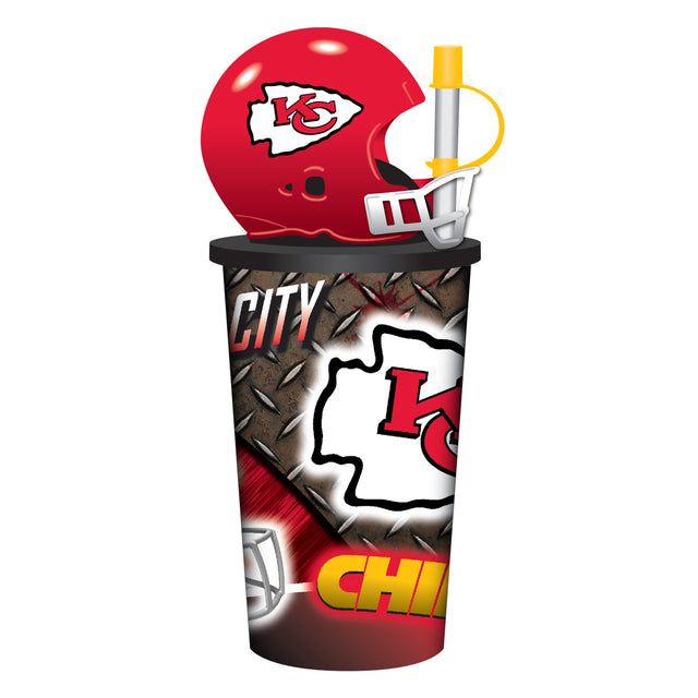 Vaso de plástico con pajita de 32 oz con forma de casco de los Kansas City Chiefs