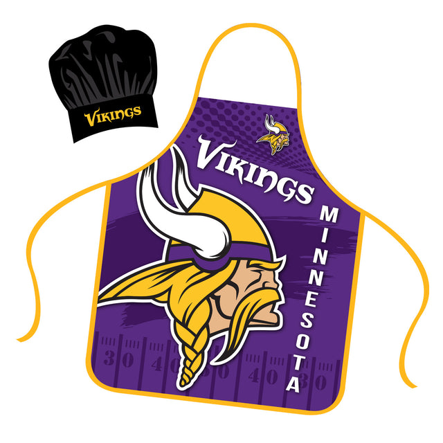 Conjunto de gorro y delantal de chef de los Minnesota Vikings
