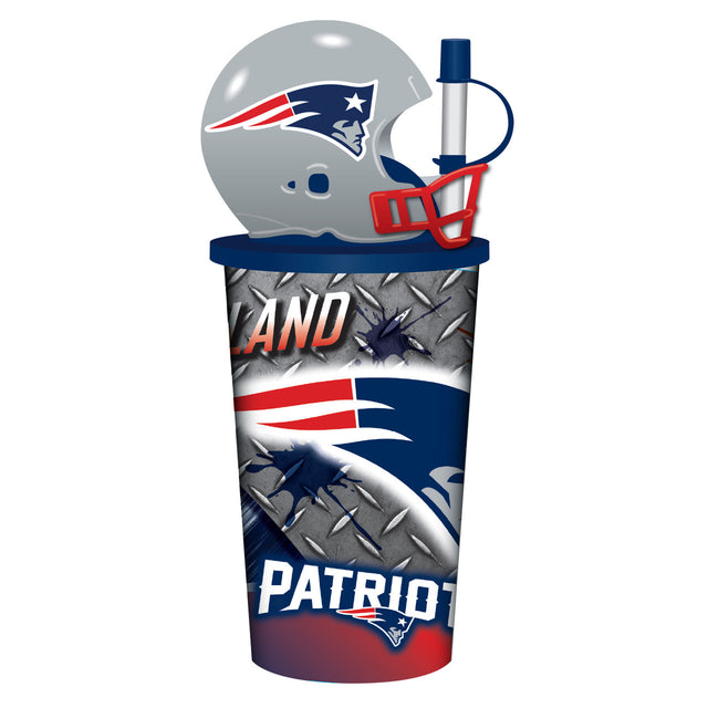 Vaso de plástico con pajita de 32 oz con forma de casco de los New England Patriots