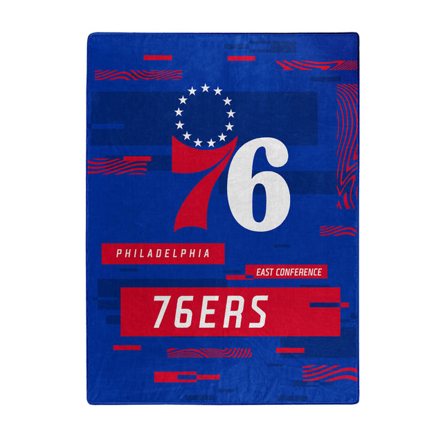 Manta de los Philadelphia 76ers de 60 x 80 pulgadas con diseño digitalizado de Raschel