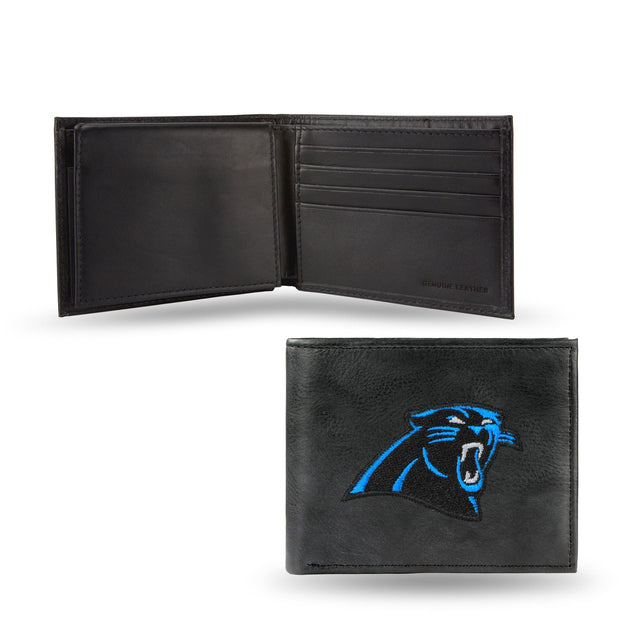Cartera Billetera Carolina Panthers de Cuero Bordado Negro