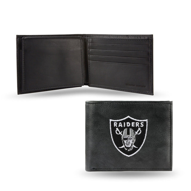 Cartera de piel con bordados negros de los Raiders de Las Vegas