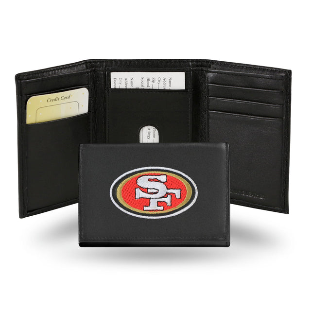 Cartera de cuero con tres pliegues de los San Francisco 49ers bordada