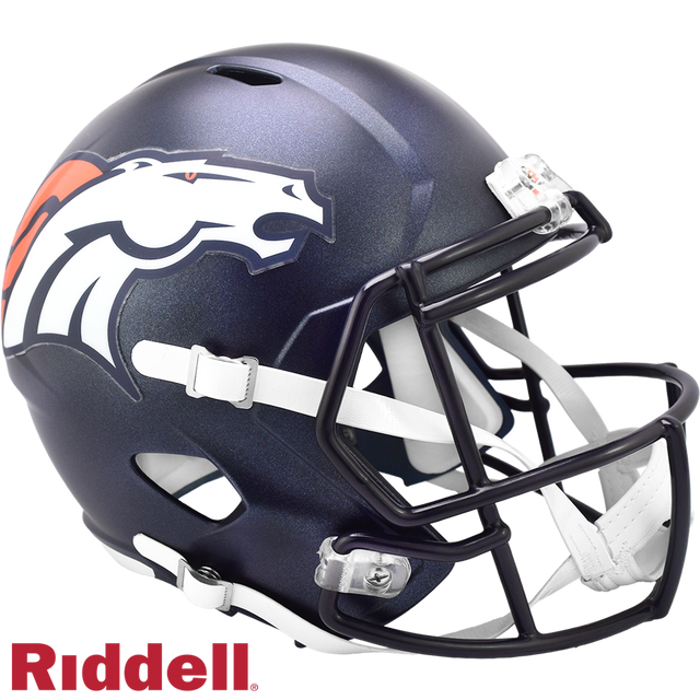 Réplica de casco de los Denver Broncos Riddell en tamaño completo, estilo Speed 2024