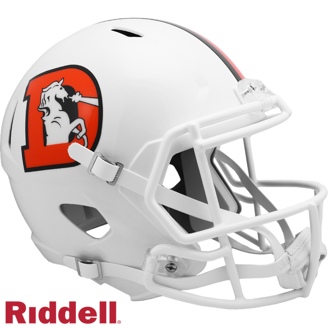 Réplica de casco de los Denver Broncos Riddell de tamaño completo, estilo Speed, para uso en el campo, alternativa, 2023, con nieve