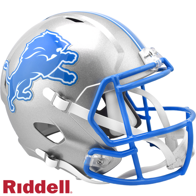 Réplica de casco de los Detroit Lions de Riddell en tamaño completo, estilo Speed 2024