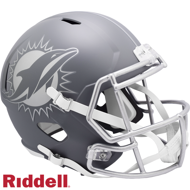 Réplica de casco Riddell de los Miami Dolphins en tamaño completo, estilo Speed Slate alternativo