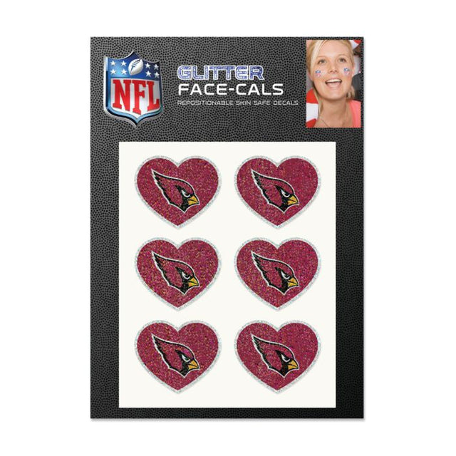 Arizona Cardinals Heart Glitter Tattoo 6 Pack