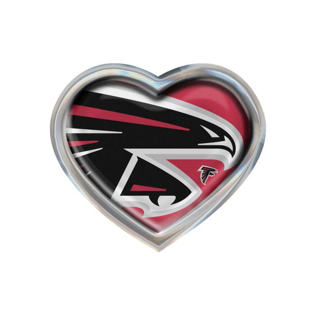 Emblema abovedado de metal cromado MEGA de los Atlanta Falcons con forma de corazón
