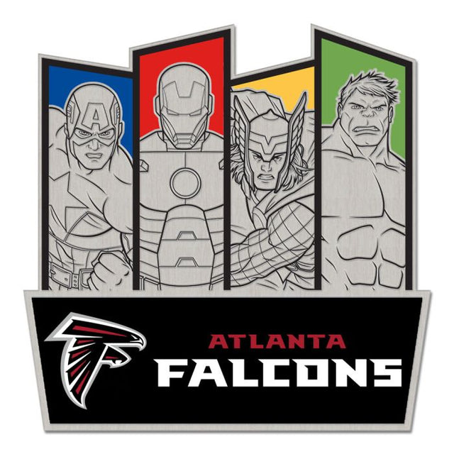 Tarjeta de joyería con pin coleccionable de Marvel de los Atlanta Falcons/Marvel (C) 2021
