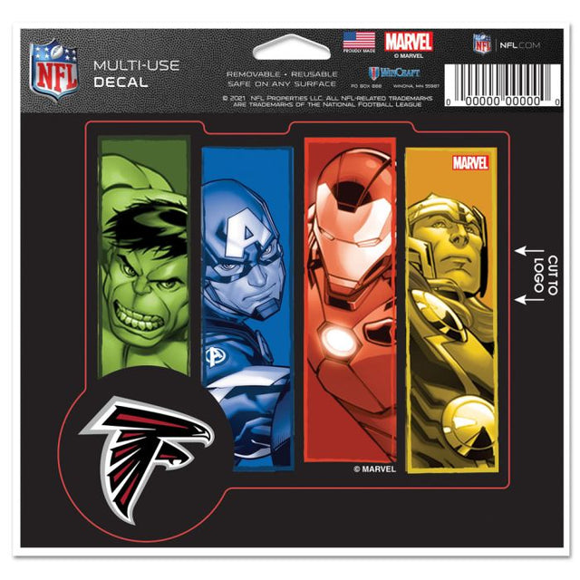 Atlanta Falcons / Marvel (C) Calcomanía multiusos Marvel 2021: cortada según el logotipo de 5" x 6"