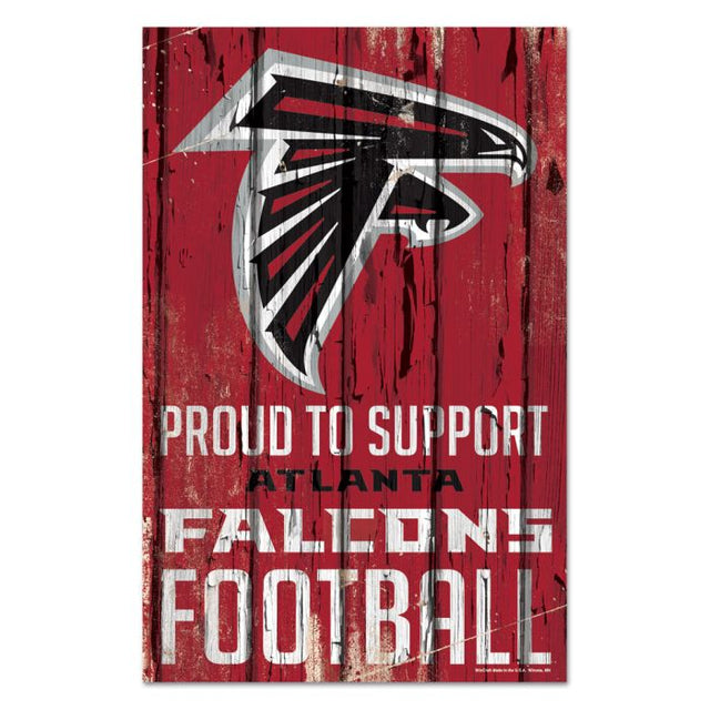 Letrero de madera de los Atlanta Falcons de 11" x 17" y 1/4" de grosor