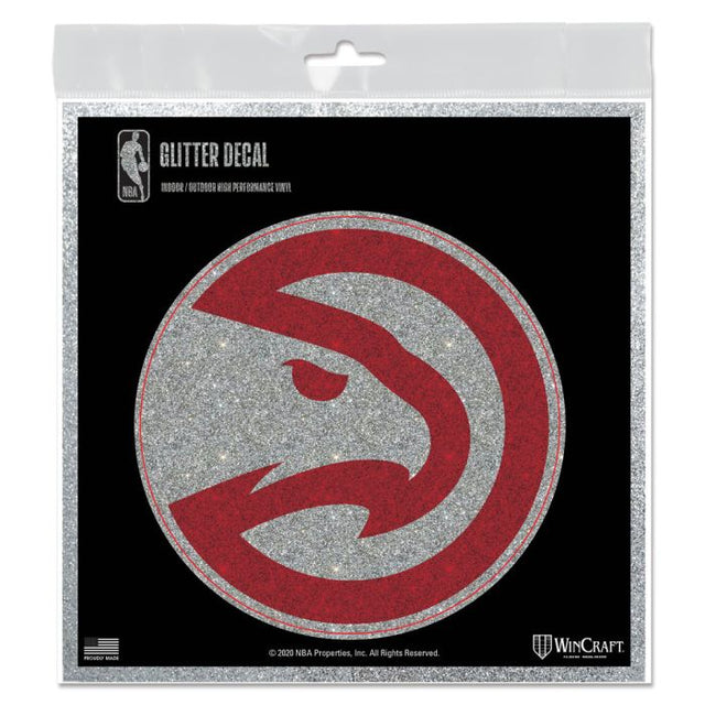Calcomanía con brillantina de los Atlanta Hawks de 6" x 6"