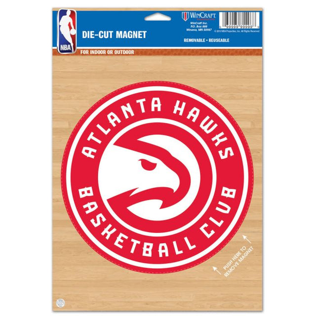 Imán troquelado con el logotipo de los Atlanta Hawks, 6,25" x 9"