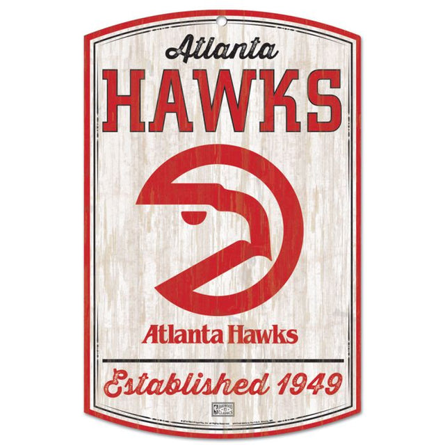 Letrero de madera de los Atlanta Hawks Hardwoods de 11" x 17" y 1/4" de grosor