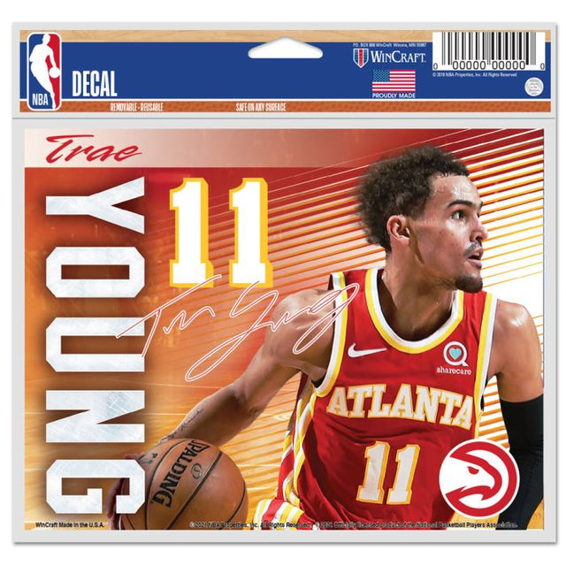 Calcomanía multiusos de los Atlanta Hawks, fondo transparente, 5 x 6 pulgadas, Trae Young