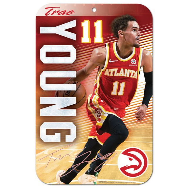Letrero de plástico de los Atlanta Hawks de 11" x 17" de Trae Young