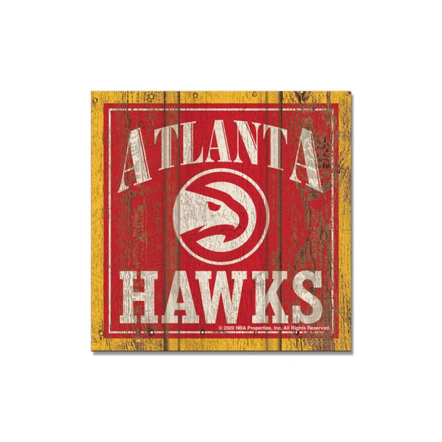 Imán de madera de los Atlanta Hawks de 3" x 3"