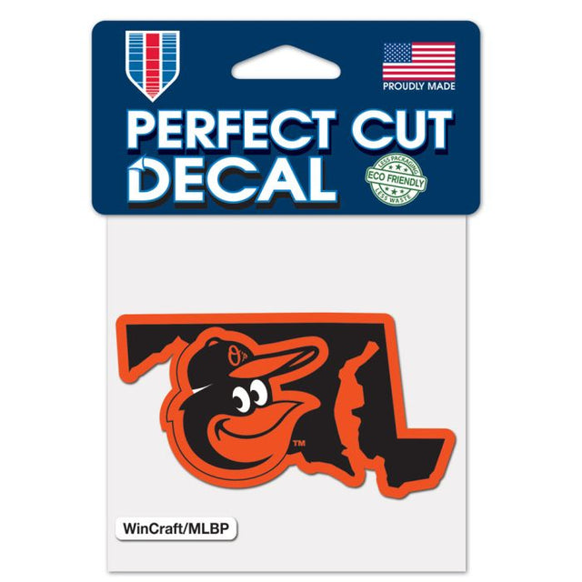 Calcomanía de corte perfecto en color con la forma del equipo Baltimore Orioles State de 4" x 4"
