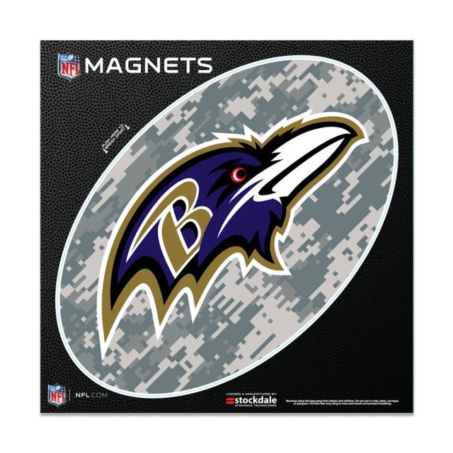 Imanes para exteriores con diseño de camuflaje de los Baltimore Ravens, 6" x 6"