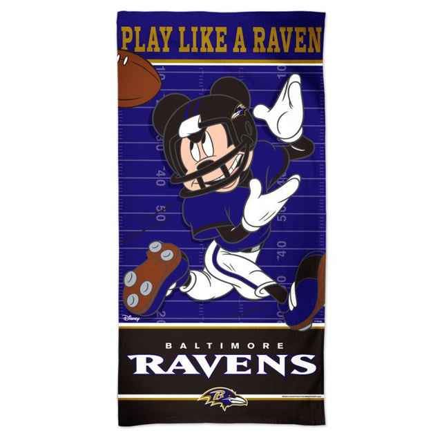 Toalla de playa Spectra de Disney Mickey Mouse de Baltimore Ravens, 30" x 60"