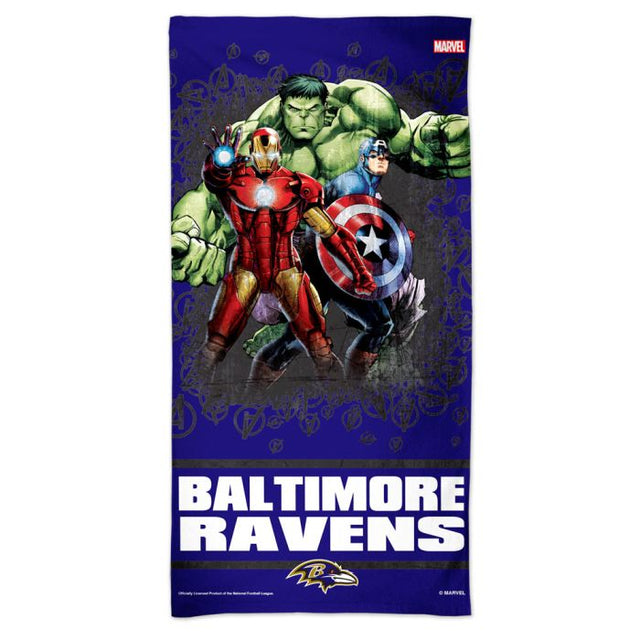 Toalla de playa Marvel Spectra de Baltimore Ravens/Marvel (C) 2021 de 30" x 60"