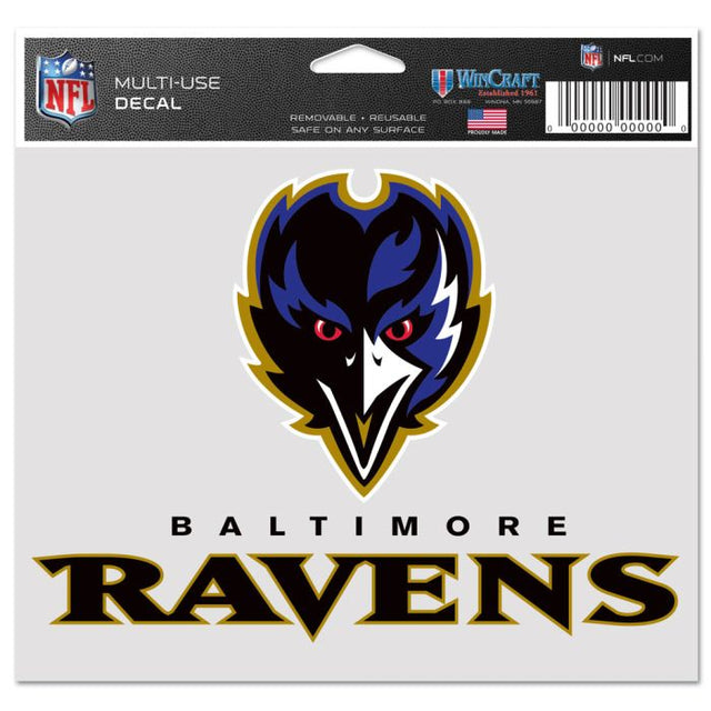 Calcomanía multiusos de los Baltimore Ravens, fondo transparente, 5" x 6"