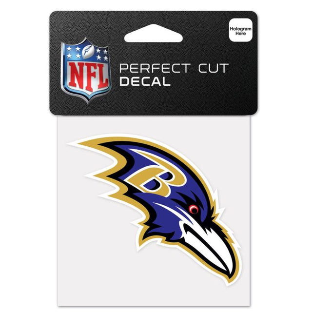 Calcomanía de color de corte perfecto de los Baltimore Ravens de 4" x 4"