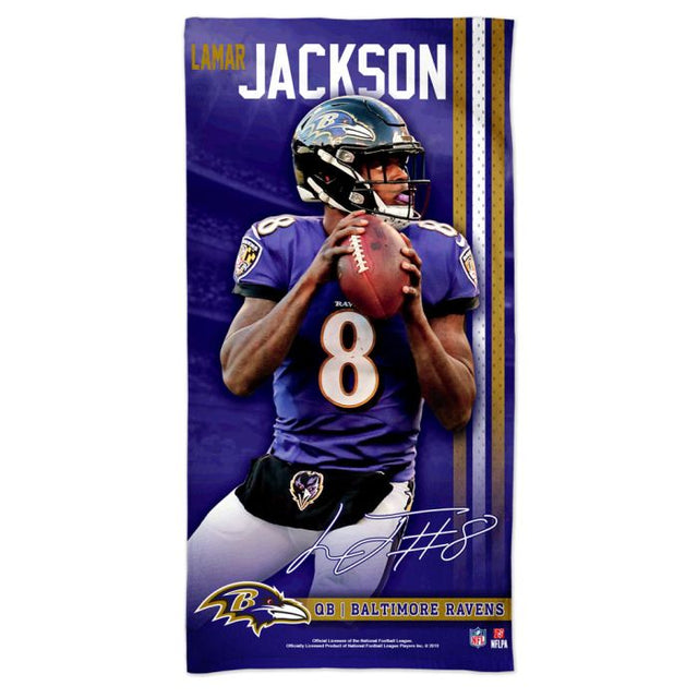 Toalla de playa Spectra de los Baltimore Ravens de 76,2 x 152,4 cm Lamar Jackson
