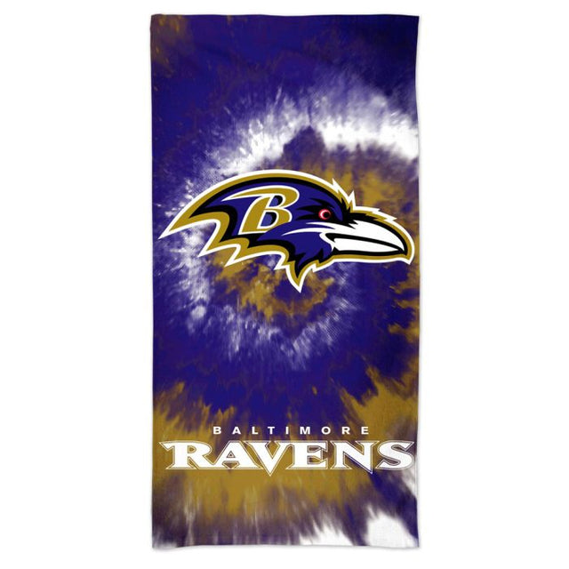 Toalla de playa teñida con efecto tie dye Spectra de Baltimore Ravens, 30" x 60"