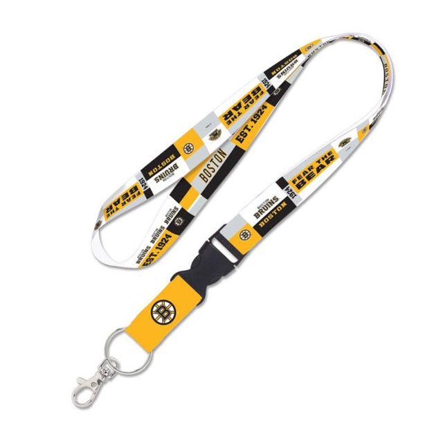 Boston Bruins color block Lanyard w/detachable buckle 1"