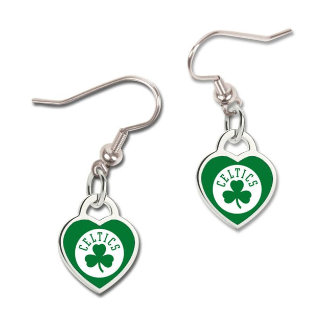 Pendientes de los Boston Celtics con corazón en 3D