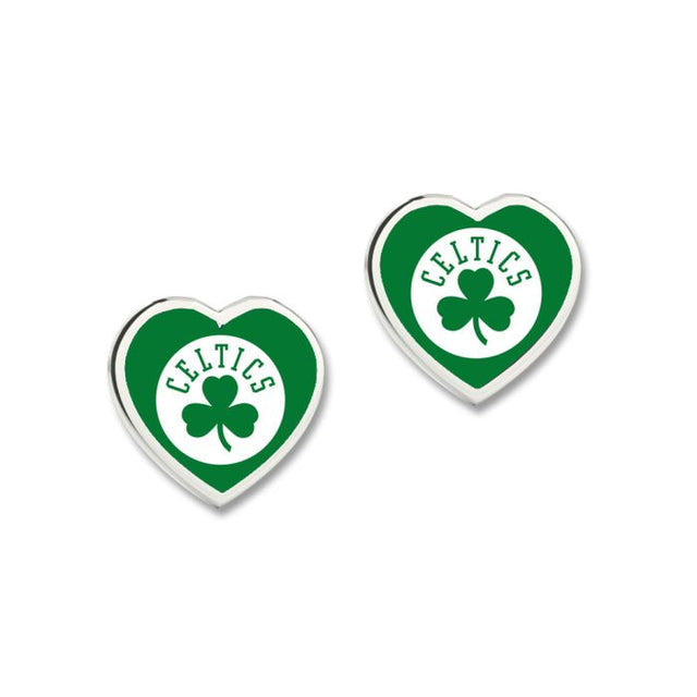 Pendientes de los Boston Celtics con corazón en 3D