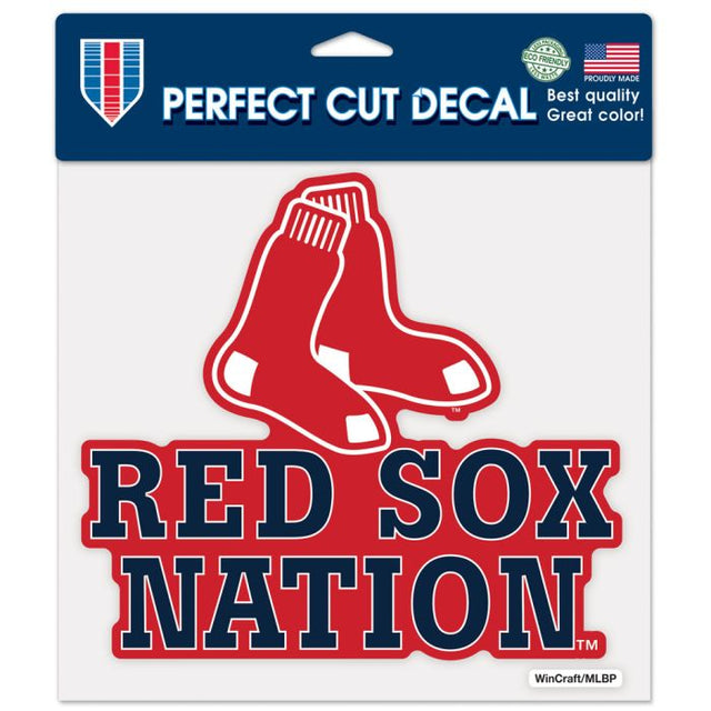 Calcomanía de color de corte perfecto con el eslogan de los Boston Red Sox de 8" x 8"
