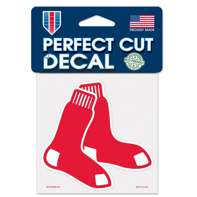 Calcomanía de color de corte perfecto de calcetines de los Boston Red Sox de 4" x 4"