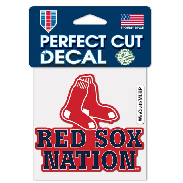 Calcomanía de color de corte perfecto con el lema de los Boston Red Sox de 4" x 4"