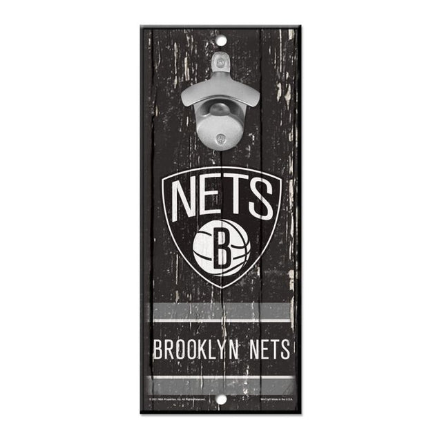 Letrero destapador de botellas de los Brooklyn Nets de 5 x 11 pulgadas