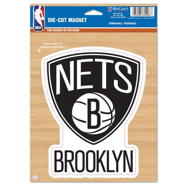 Imán troquelado con el logotipo de los Brooklyn Nets, 6,25" x 9"